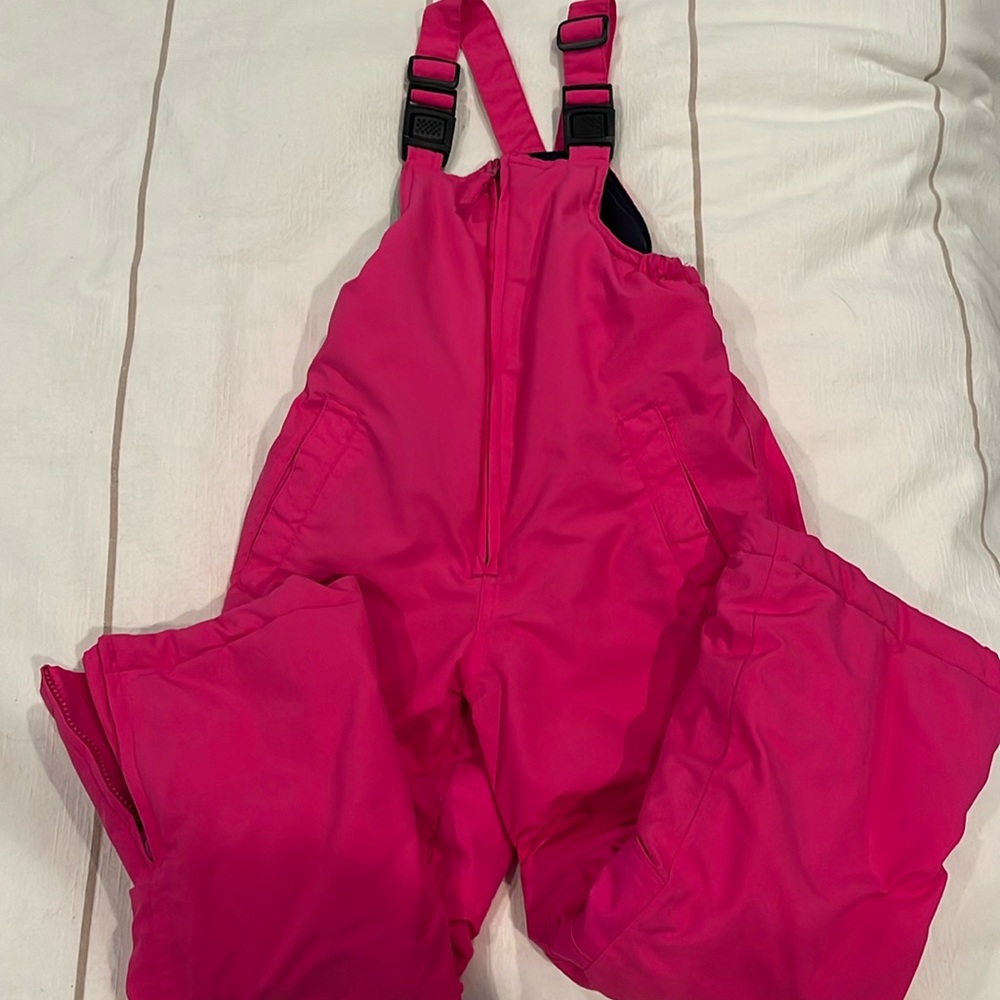 Lands End Pink Snow Bibs, size 5 girls.